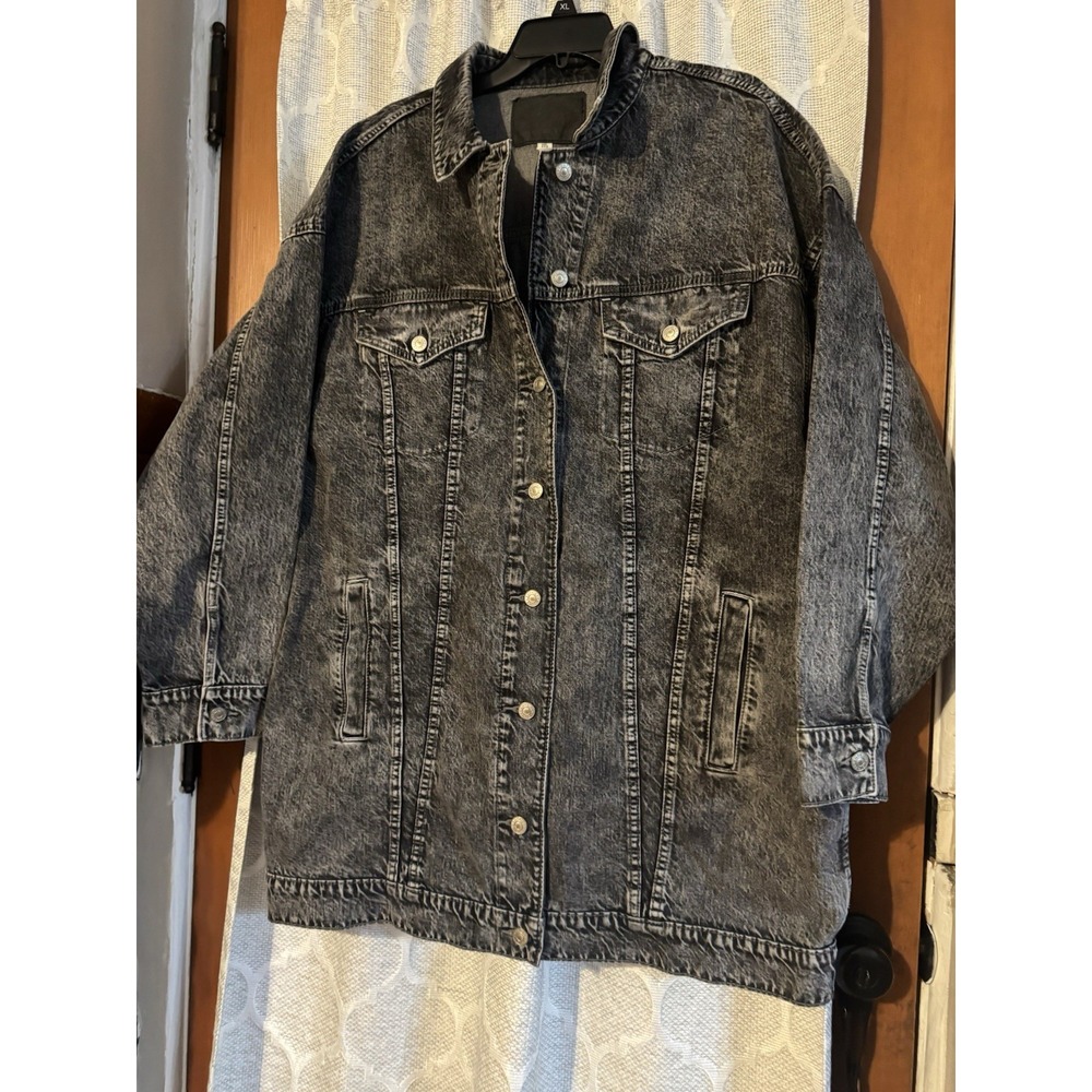 American Eagle Outfitters Jacket Mens 2XLarge Black Denim Trucker Jean Washed - Picture 2 of 11
